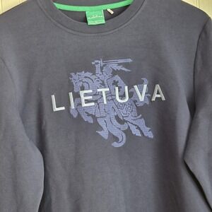 Audimas Sweatshirt Mens XL Blue Lietuva Lithuania Crest Graphic Pullover Top